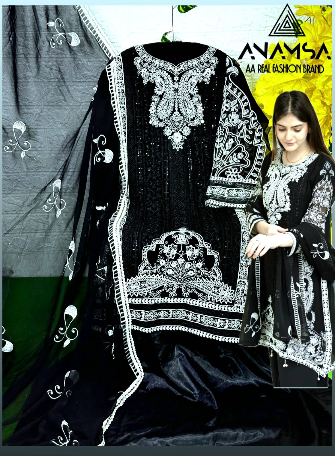 Anamsa 413 Georgette Embroidery Pakistani Suits Wholesale Clothing Suppliers In India 
